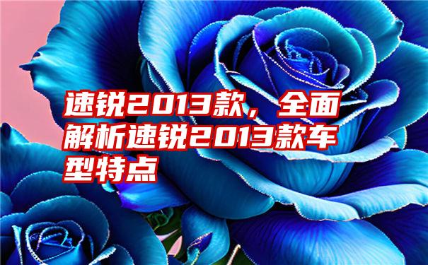 速锐2013款,全面解析速锐2013款车型特点