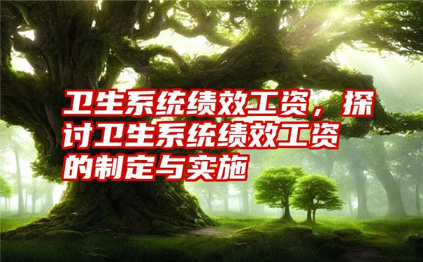 卫生系统绩效工资，探讨卫生系统绩效工资的制定与实施
