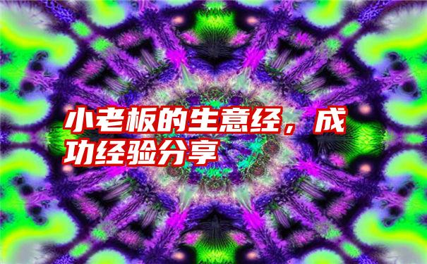 小老板的生意经，成功经验分享