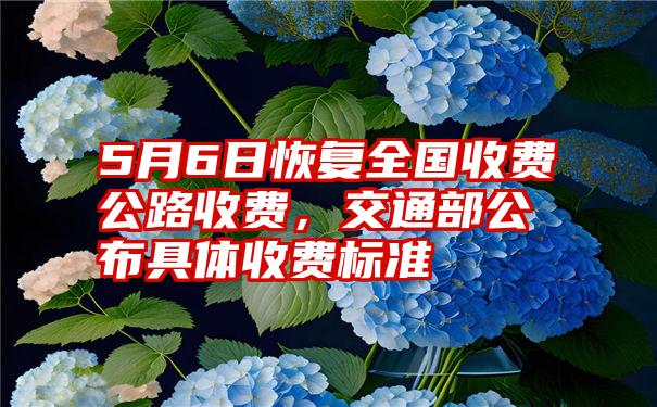 5月6日恢复全国收费公路收费，交通部公布具体收费标准