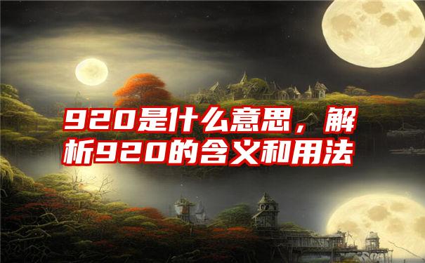 920是什么意思,解析920的含义和用法
