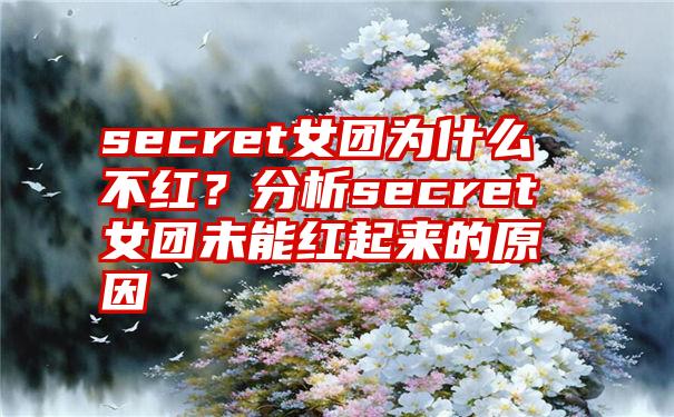 secret女团为什么不红？分析secret女团未能红起来的原因