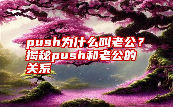 push为什么叫老公？揭秘push和老公的关系