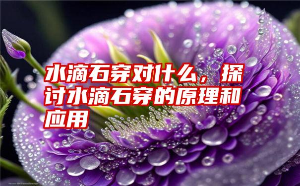 水滴石穿对什么，探讨水滴石穿的原理和应用