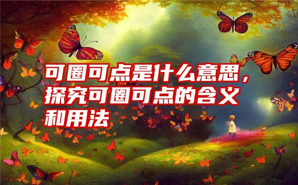 可圈可点是什么意思，探究可圈可点的含义和用法