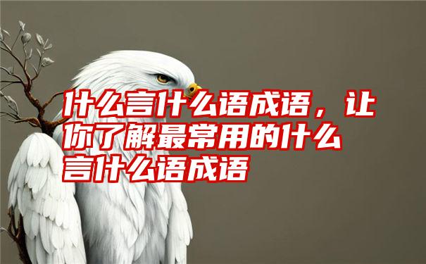 什么言什么语成语，让你了解最常用的什么言什么语成语