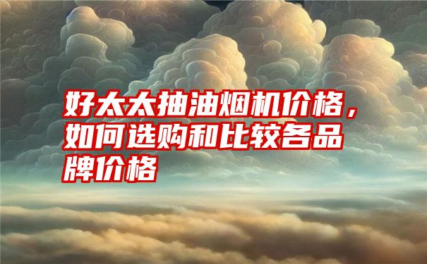 好太太抽油烟机价格，如何选购和比较各品牌价格