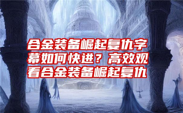 合金装备崛起复仇字幕如何快进？高效观看合金装备崛起复仇