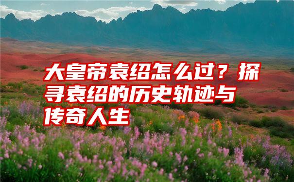 大皇帝袁绍怎么过？探寻袁绍的历史轨迹与传奇人生