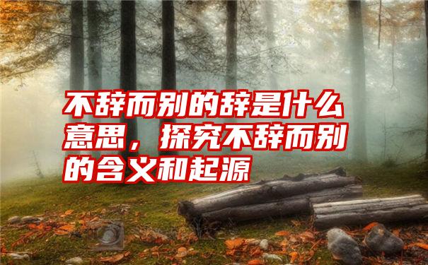 不辞而别的辞是什么意思，探究不辞而别的含义和起源