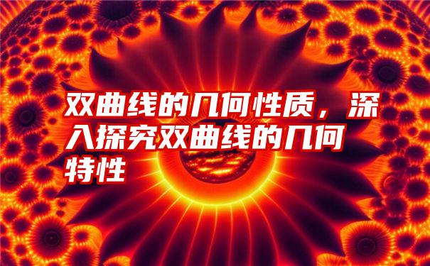 双曲线的几何性质，深入探究双曲线的几何特性