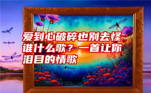 爱到心破碎也别去怪谁什么歌？一首让你泪目的情歌