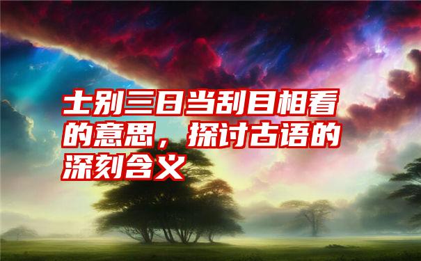 士别三日当刮目相看的意思，探讨古语的深刻含义