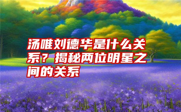 汤唯刘德华是什么关系?揭秘两位明星之间的关系