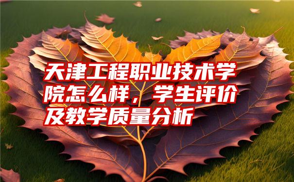 天津工程职业技术学院怎么样，学生评价及教学质量分析