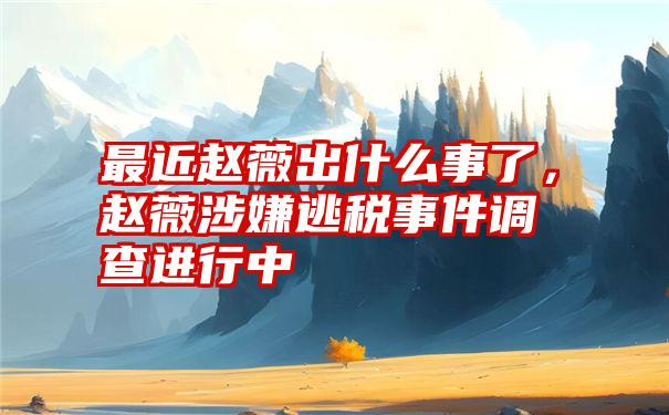 最近赵薇出什么事了,赵薇涉嫌逃税事件调查进行中