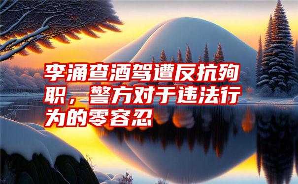 李涌查酒驾遭反抗殉职,警方对于违法行为的零容忍