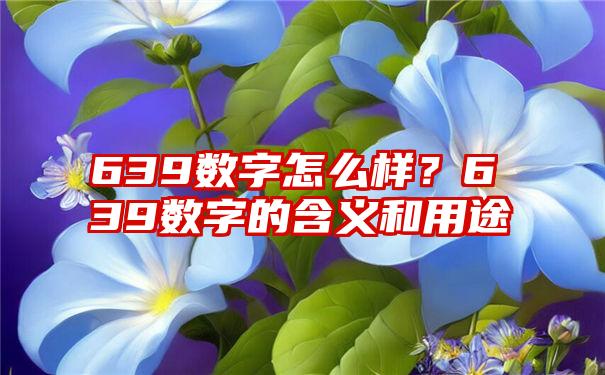 639数字怎么样？639数字的含义和用途