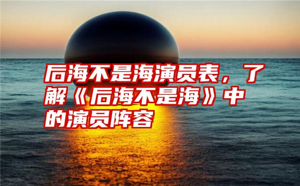 后海不是海演员表，了解《后海不是海》中的演员阵容