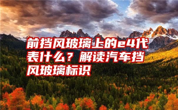 前挡风玻璃上的e4代表什么？解读汽车挡风玻璃标识