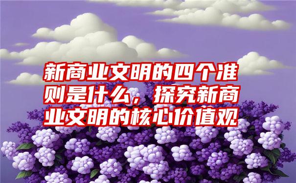 新商业文明的四个准则是什么，探究新商业文明的核心价值观