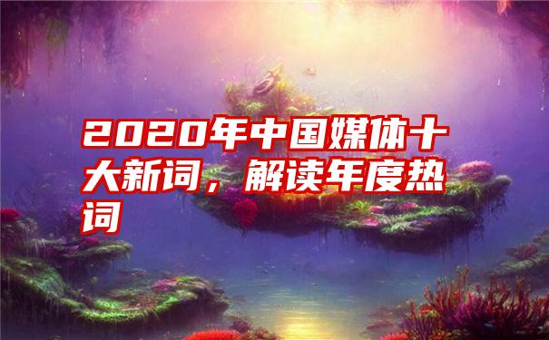 2020年中国媒体十大新词，解读年度热词