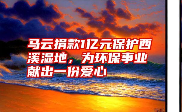 马云捐款1亿元保护西溪湿地，为环保事业献出一份爱心