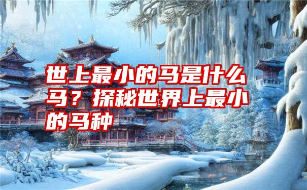世上最小的马是什么马?探秘世界上最小的马种