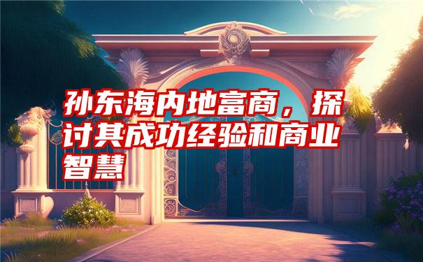 孙东海内地富商,探讨其成功经验和商业智慧
