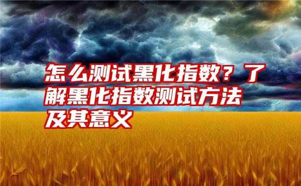 怎么测试黑化指数？了解黑化指数测试方法及其意义