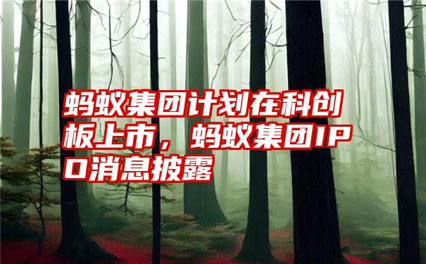 蚂蚁集团计划在科创板上市，蚂蚁集团IPO消息披露