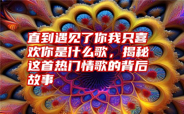 直到遇见了你我只喜欢你是什么歌，揭秘这首热门情歌的背后故事