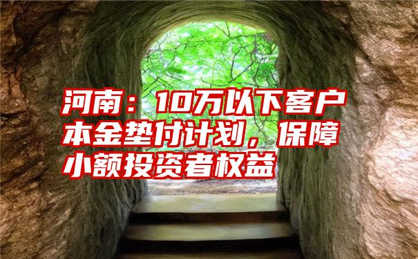 河南：10万以下客户本金垫付计划，保障小额投资者权益