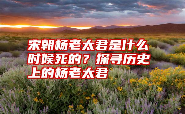 宋朝杨老太君是什么时候死的？探寻历史上的杨老太君