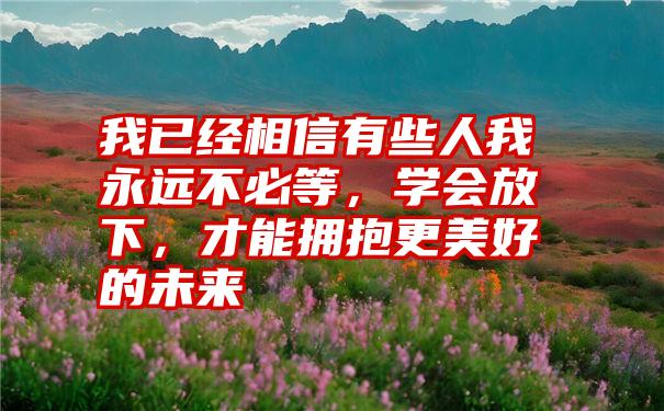 我已经相信有些人我永远不必等，学会放下，才能拥抱更美好的未来