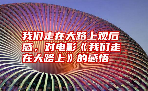 我们走在大路上观后感,对电影《我们走在大路上》的感悟