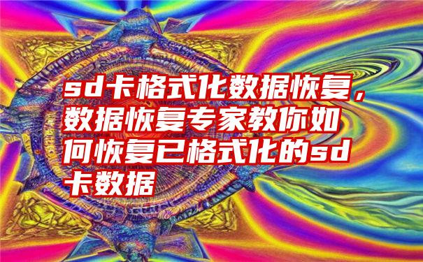 sd卡格式化数据恢复，数据恢复专家教你如何恢复已格式化的sd卡数据