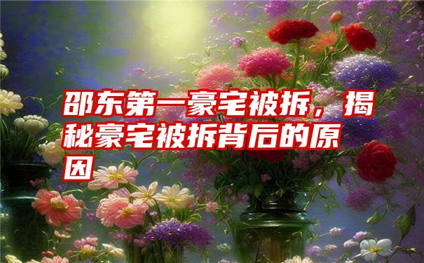 邵东第一豪宅被拆，揭秘豪宅被拆背后的原因