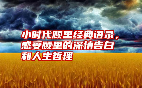 小时代顾里经典语录，感受顾里的深情告白和人生哲理