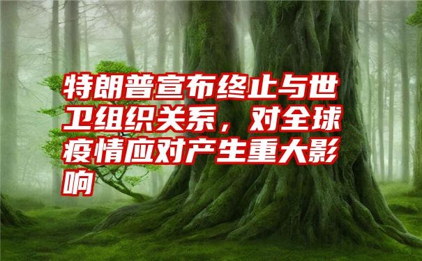 特朗普宣布终止与世卫组织关系,对全球疫情应对产生重大影响