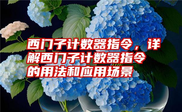 西门子计数器指令,详解西门子计数器指令的用法和应用场景