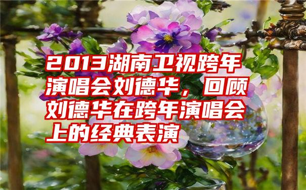2013湖南卫视跨年演唱会刘德华,回顾刘德华在跨年演唱会上的经典表演