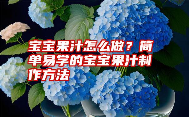 宝宝果汁怎么做？简单易学的宝宝果汁制作方法