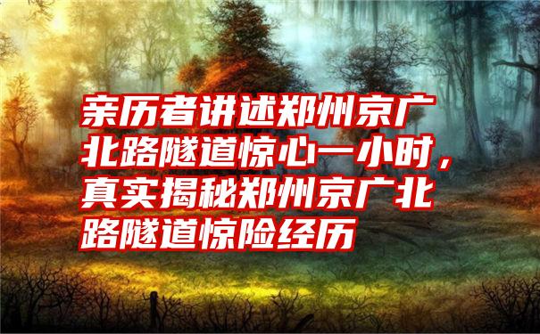 亲历者讲述郑州京广北路隧道惊心一小时,真实揭秘郑州京广北路隧道惊险经历