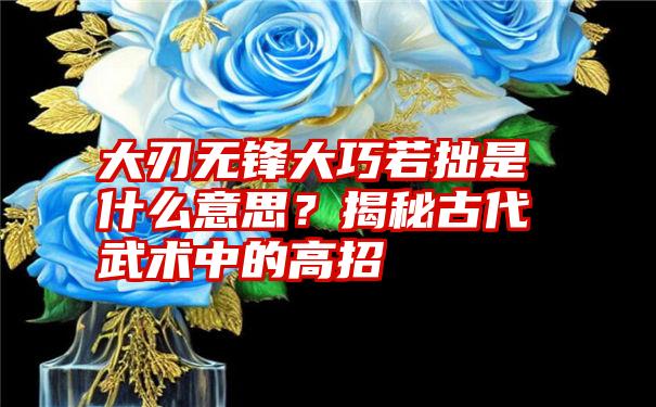 大刃无锋大巧若拙是什么意思？揭秘古代武术中的高招