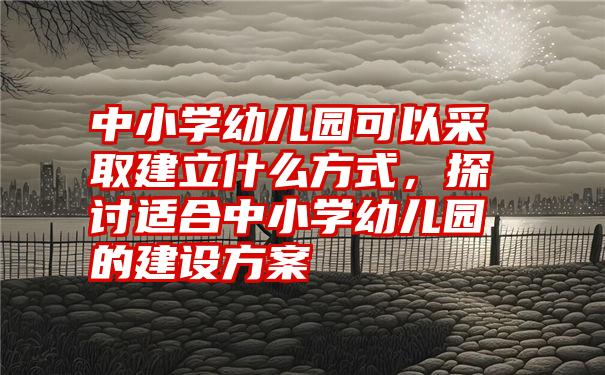 中小学幼儿园可以采取建立什么方式，探讨适合中小学幼儿园的建设方案