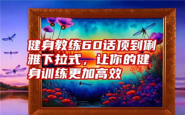 健身教练60话顶到俐雅下拉式，让你的健身训练更加高效