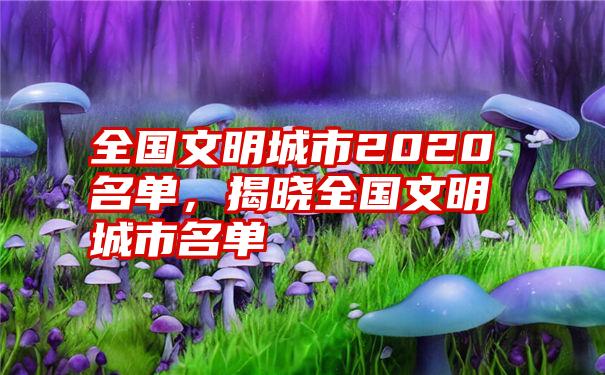 全国文明城市2020名单，揭晓全国文明城市名单