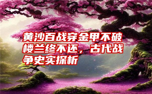 黄沙百战穿金甲不破楼兰终不还，古代战争史实探析