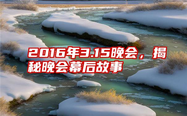 2016年3.15晚会，揭秘晚会幕后故事